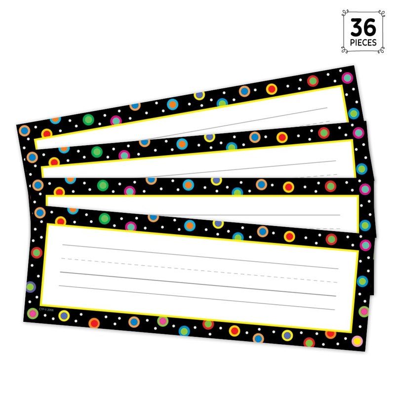 Creative Teaching Press Dots on Black Name Plates (4499), Multi/Black, 3-1/2 X 9 in - Image 1